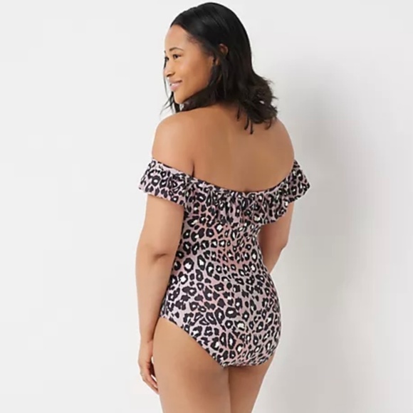 G.I.L.I. Convertible Ruffle Top One-Piece Swimsuit Pink Leopard SZ 12 NWOT - Picture 15 of 16